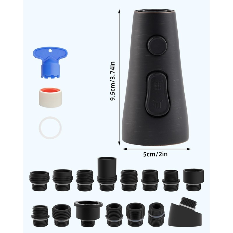 Hibbent Stainless Steel Pull Down Spray Head Replacement with 15