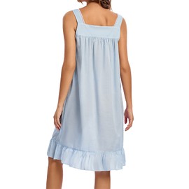 FMIRREO - Camisón de algodón para mujer, sin mangas, cómodo, ligero, camisón de algodón, vestido de casa, Estilo B02-azul cielo, M