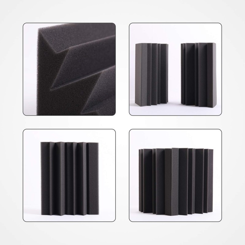 8 Pack - Bass Traps Acoustic Foam Corner, 8''x8''x12'' Black