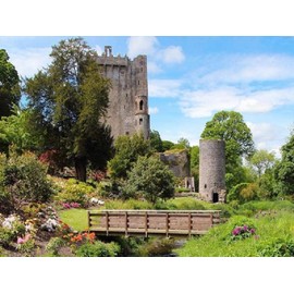 1000 Piece Blarney Castle and Gardens Jigsaw Puzzle with Poster - Ireland Landmarks Puzzle - Home Decoration Wooden Puzzle for Adults Kids Challenging Fun Game Unzip Toy Best Gifts for Friend