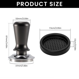 53mm Spring Loaded Espresso Tamper,Coffee Tamper 304 Stainless Steel Base,Barista Espresso Tamper for Cafe, Kitchen, Bakery, Tea Room(Black)