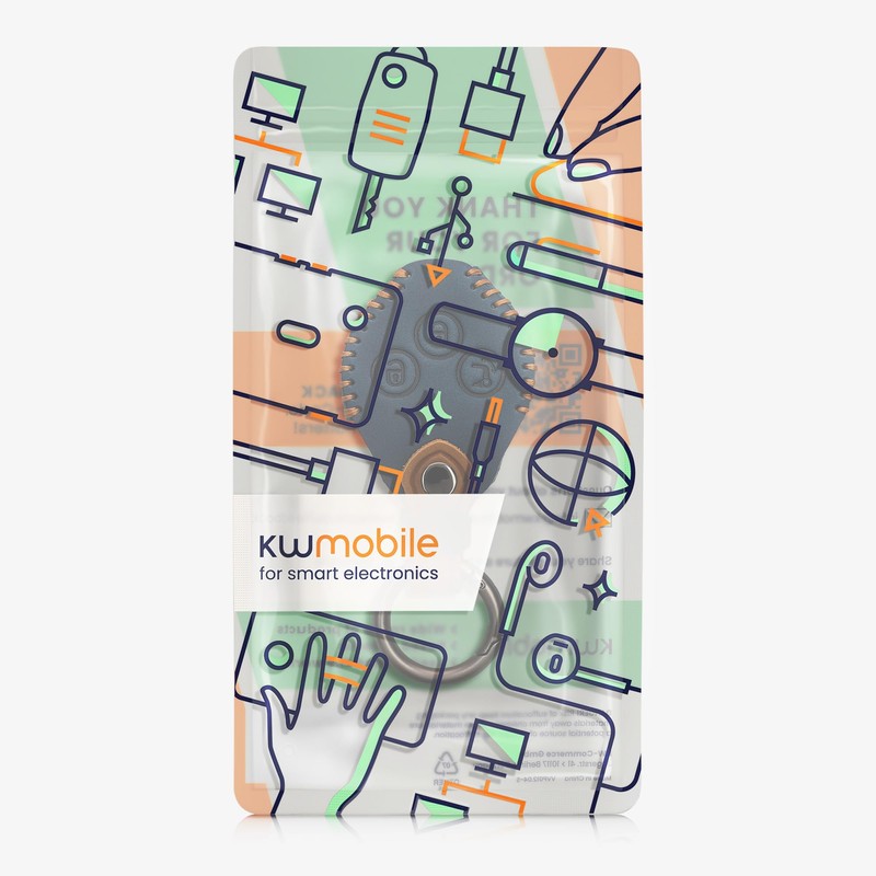 kwmobile Car Key Faux Leather Case Compatible with Smart 3-Button