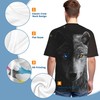 3D Pattern Print T-Shirt Black and White Wolf Design Breathable