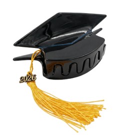Graduation Cap Tassel Hair Clip, Mini Matte Black Mortarboard Hair Claw with Gold Tassel, Hair Barrettes for Women, Class of 2026 Graduation Ceremony Party Photo Gift Hair Accessories (2)