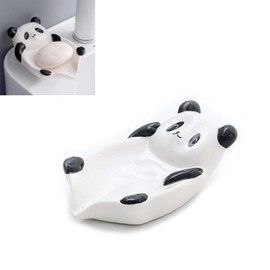 Ceramic Soap Dish with Drain Cute, Embellishments Soap Holder Creative Drip Off Soap Dish Holder (Panda)