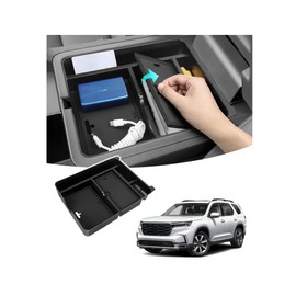 PeakPurit Center Console Hidden Box Organizer Compatible with Honda 2023 2024 2025 Pilot & 2024-2026 Passport & 2024 2025 Ridgeline Interior Accessories Insert Armrest Hidden Organizer Tray