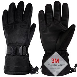 Odtmger Ski Gloves, Winter Gloves,Winter Waterproof Ski Gloves, Warm and Breathable Snow Gloves, Suitable for Outdoor Sports of Boys and Girls in Cold Winter （Full Black,S）