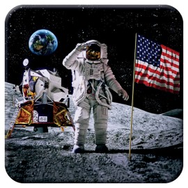 3D LiveLife Cork Coaster - Moon Landing from Deluxebase. Lenticular 3D Space Coaster. Non-Slip Table Coasters Featuring Original Artwork by David Penfound. Ideal for Home Decor.