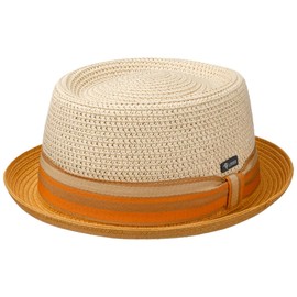 Lipodo Manavela Pork Pie Straw Hat Porkpie Pork Pie Hat Sun Hat Summer Hat Beach Hat Women / Men - Made in Italy Spring Summer Summer, Natural Curry, L