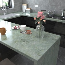 VOLEAAR Turquoise Green Marble Peel and Stick Wallpaper 15.7 x 393.7 Inches Contact Paper Vinyl Film Self Adhesive Removable Waterproof Wall Paper for Countertops Cabinets Kitchen Shelf Liner