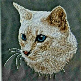 Balinese Cat Embroidered Black Face Mask with Rhinestones