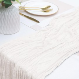 Cheesecloth Table Runner, 10FT Gauze Table Runners for Wedding Decorations, Decorations for Weddings Party, Baby Shower, Birthday, and Bridal Shower (Ivory,35x120 Inches)
