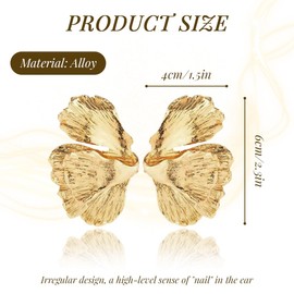 SIVZUMO 1 Pair of Gold Earrings, Flower Drop Earrings, Boho Statement Flower Earrings, Golden Flower Earrings, Hypoallergenic Fashion Jewellery for Women