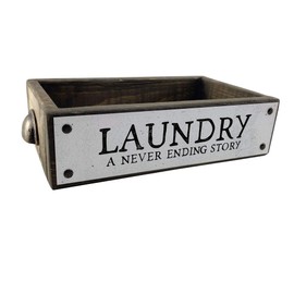 ANVEVO Laundry A Never Ending Story – Laundry Room Décor Box – Cute & Funny Rustic Farmhouse Home Décor - Detergent Holder - Wood Boxes with Sayings – Storage Caddy