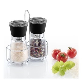 Westmark Cruet 63572260 Spice Mill 3-Piece Salt and Pepper Mill + Stand with Carry Handle Plastic / Glass / Ceramic Black / Transparent / Black / Silver