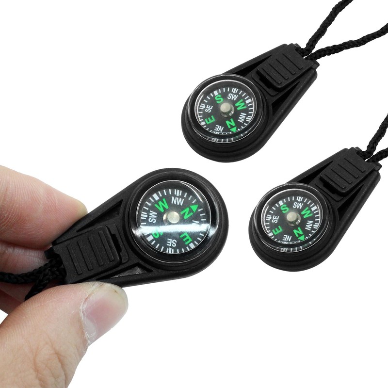Kemcatui 10Pcs Mini Compass Bulk, Zipper Pull Tiny Compass Keychain