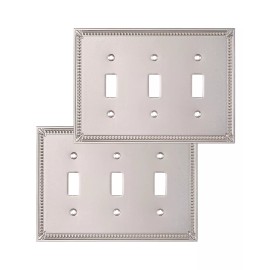 DEWENWILS Sunken Pearls Decorative Wall Plate Switch Triple Toggle, 2 Pack