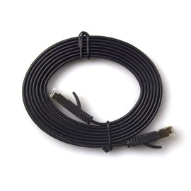 REXUS Cat 7 Black Flat Shielded Ethernet Network Cable (6 FT), High Speed 10Gbps LAN Wires Internet Patch Cable with RJ45 Connector Faster Than Cat5/Cat5e/Cat6 (C7F18H)