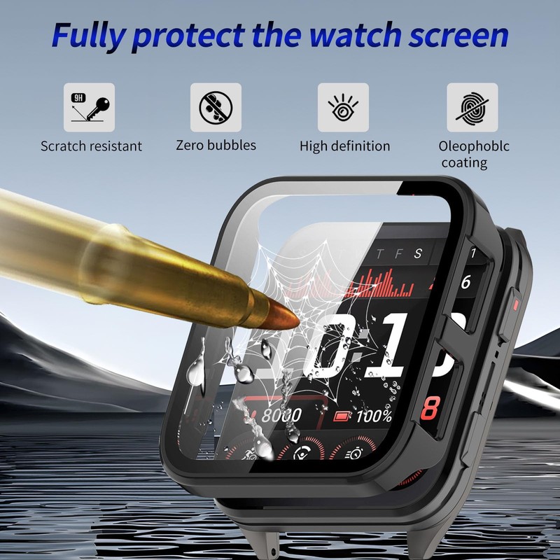 Kimiyaki 2 Pack for Garmin Venu X1 Screen Protector Case