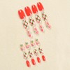 24Pcs Christmas Fake Nails Short Almond Press on Nails with