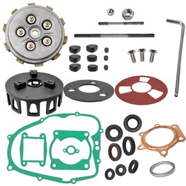 Clutch Assembly Pusher Rod Ball & CNC Billet Heavy Duty Clutch Basket & Complete Gasket Kit Compatible with Yamaha Blaster 200 YFS200 1988-2006