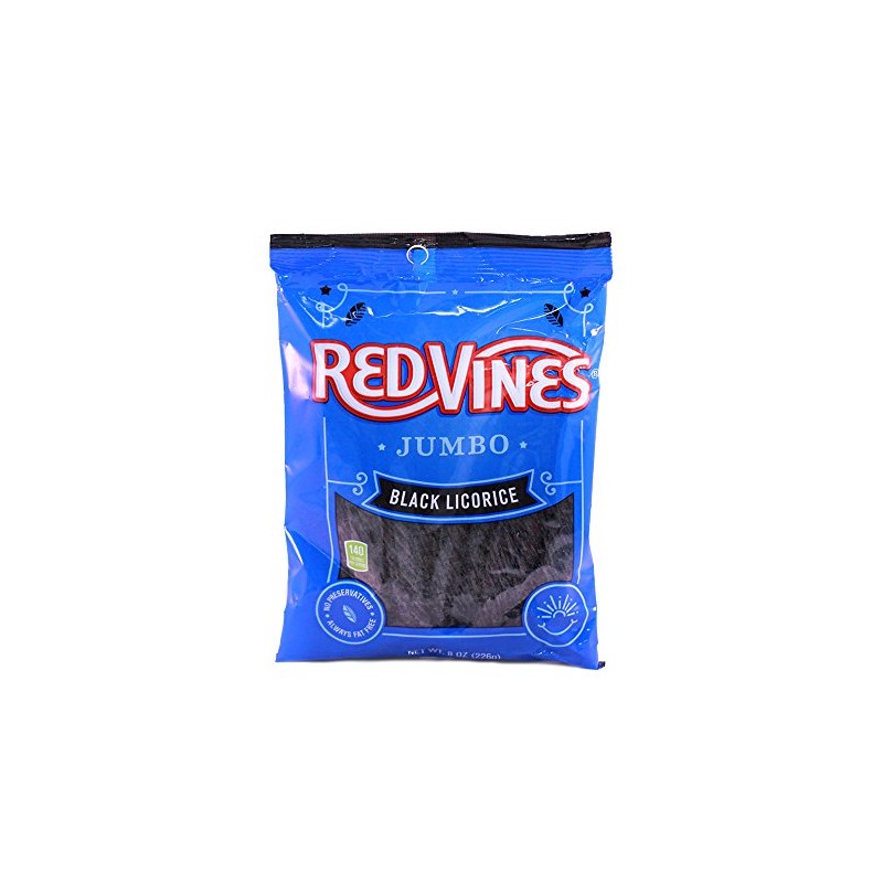 Red Vines Black Jumbo Licorice Twists 8oz Bag (12 Pack)