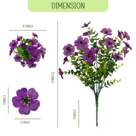 VDVST Artificial Flowers for Outdoors, 10 Bundles UV Resistant Artificial Outdoor Flowers, Not-Fading Silk Faux Flowers for Outdoor Planters for Home Garden Porch Decor, Fuchsia