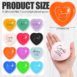 Meooeck Inspirational Christian Stress Balls Bulk Motivational Words with Bible Verse Balls Colorful Fidget Stress Relief Decor Church Holy Week Religious Gifts for Mom Dad Women Men (Heart, 24)