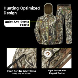 TIDEWE Hunting Clothes for Men with Fleece Lining, Safety Strap Compatible Water Resistant Silent Jacket and Pants, Hunting Suit for Climbing Hiking Trekking Camping (Next Camo G2 Size XL)