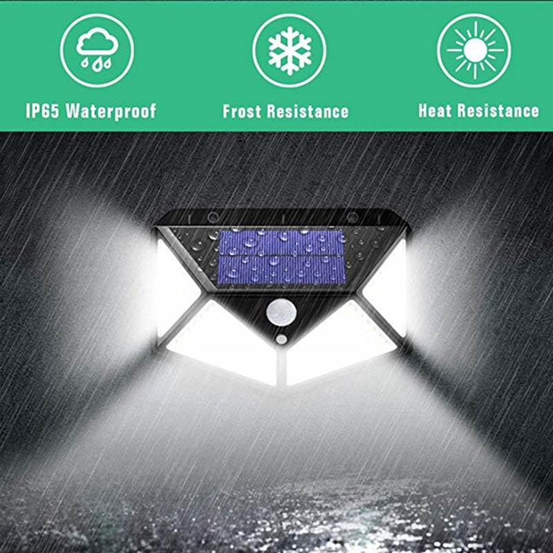 2 Pcs Solar Motion Sensor Light 4 Sided 100 LEDs