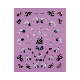 Generic Rhinestone Flowers Rose Daisy Stripes Nail Decals Stickers Xf288 Nail Wraps Art Stickers Manicure Supplies for Women for Home Nails Full Long Lasting Easy Apply and Remove