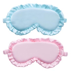 2 Stück Seiden-Schlafmaske, Augenmaske zum Schlafen, Augen-Schlafschutz für Yoga-Reisen, blockiert Licht (Rosa und Blau)