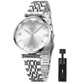CIVO Womens Watches Analogue Silver Designer Stainless Steel Elegant Ladies Watches Waterproof Classic Dress Casual Wrist Watches for Woman