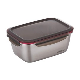 CANDL Cuitisan (Flora) Food Storage Container Stainless Steel with Clip Lock Lid, Rectangular, Microwavable, EC7-SS08, 800 ml