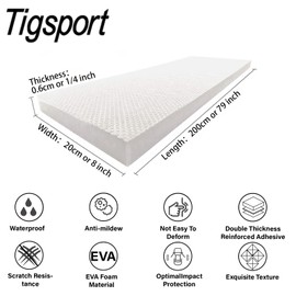 Tigsport 2 Roll Garage Wall Protector, White Garage Car Door Protector Bumper Guard for Anti-Collision Waterproof Inflaming Ultra Self Adhesive EVA Foam for Warehouse (2 ROLL: 79" x 8" x 1/4")