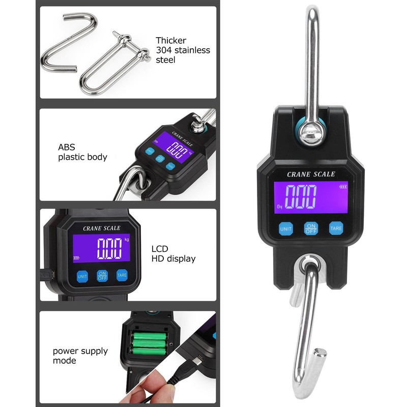 Multifunctional Crane Scale Portable Express Scale APP Charging 300kg/50g Alarm
