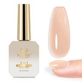 MIZHSE Builder Gel Nude, Builder Gel for Gel Nails, UV Gel for Nails, 8-in-1 Gels for Nail Extension/Base Coat/Strengthening Nail Design, 16 ml, Nude