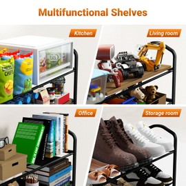 YSSOA 4-Tier Stackable Shoe Rack, 12-Pairs Sturdy Shoe Shelf Storage, Black Shoe Tower for Bedroom, Entryway, Hallway and Closet, 1 Pack