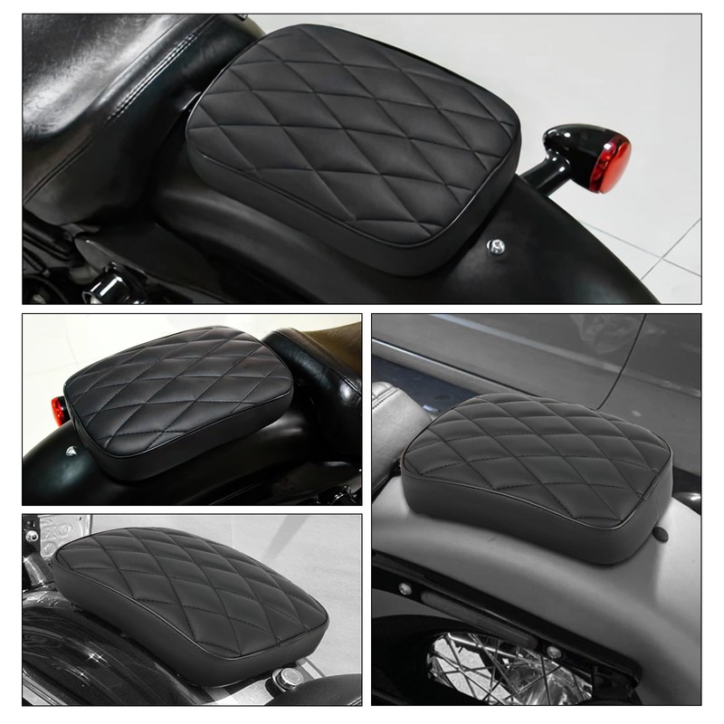 goodfitment - Motorcycle Pillion Passenger Pad Seat, Black Rhombus Pattern