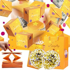 1 Piece Pop-Up Surprise Box, 2 Pieces Balloons, Birthday Surprise Box, Folding Pop-Up Money Box, Surprise Box Gift