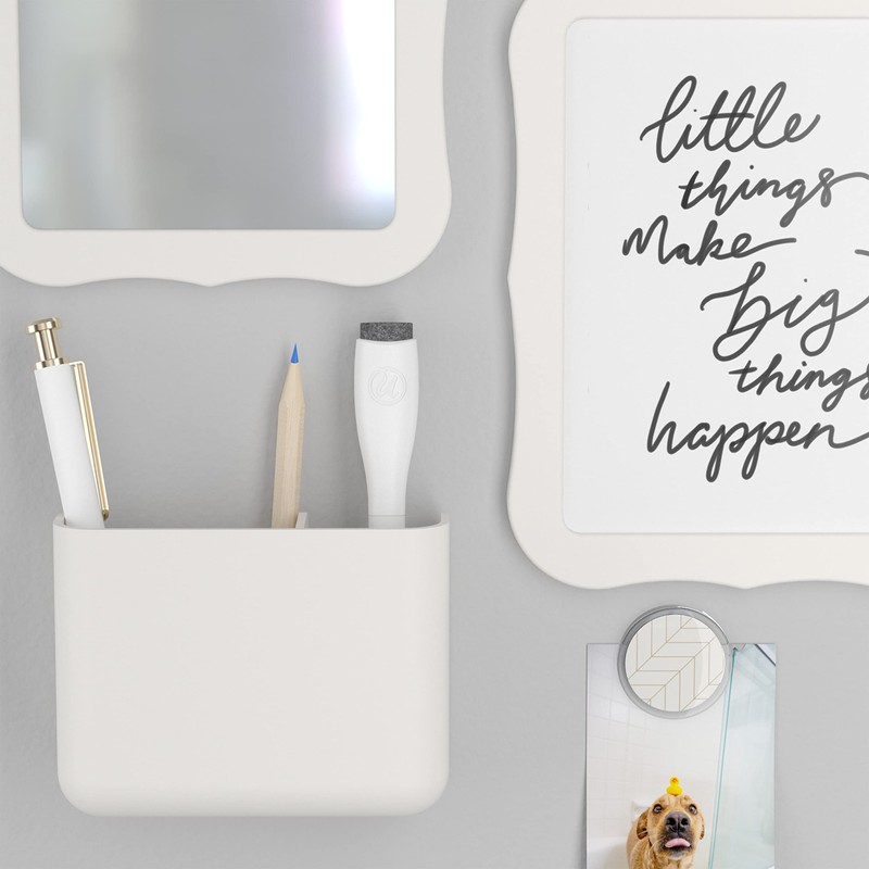 U Brands White Locker Accessory Kit, with Magnets, Mirror, Whiteboard,