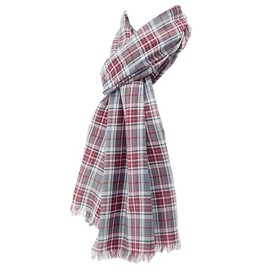 Purple Possum UK® Grey Tartan Scarf Yorkshire Tartan Red Wrap Ladies Fair Trade Shawl Mens Cotton Plaid Scarf