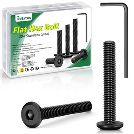 Pack of 20 M5 x 25 Screws Black, Bolatus Hexagon Socket Flat Head Screws 304 Stainless Steel Flat Head Screws with Allen Key for Furniture, Parking Chairs, Electrical Appliances, Motorcycle