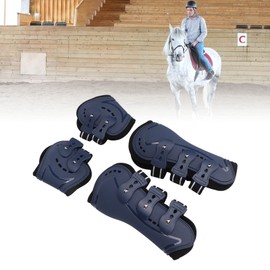 Naroote Gaiters Set of 4, Jumping Gaiters for Horses, Blue Front Gaiters & Fetlock Caps, Comfortable, Breathable Gaiters for Running (L)