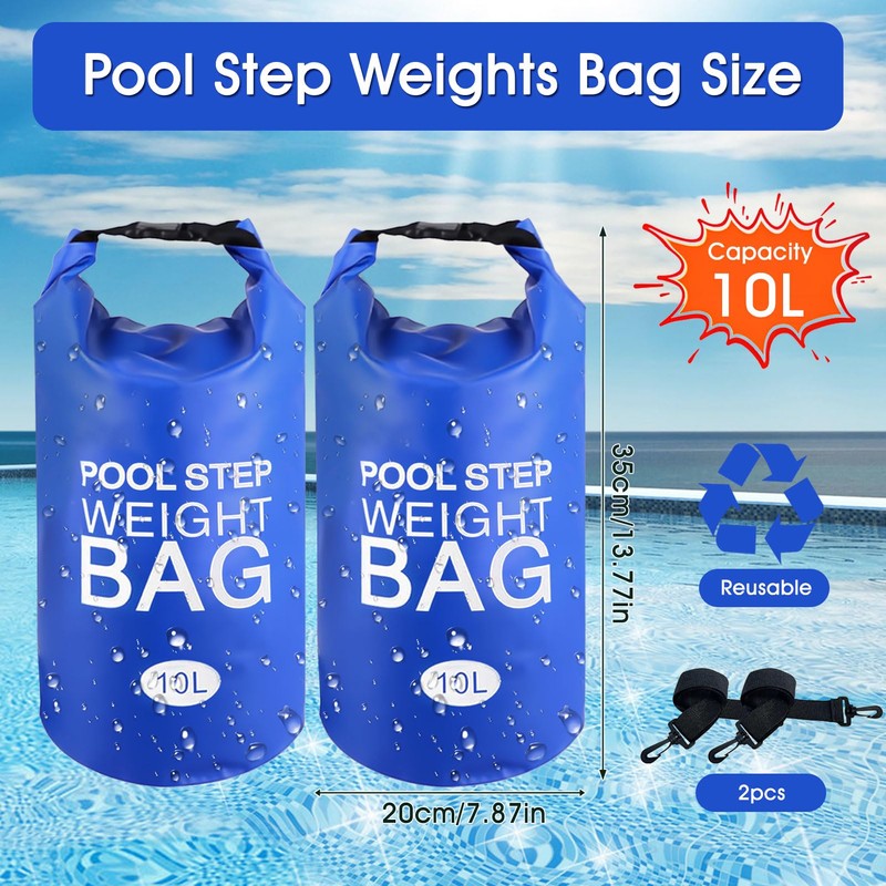 Lanathel 2 Pack Pool Step Weights, 500D PVC Waterproof Heavy