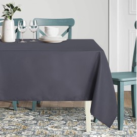 sancua Rectangle Tablecloth - 90 x 132 Inch - Water Resistant Spill Proof Washable Polyester Table Cloth, Decorative Fabric Table Cover for Dining Table, Buffet Parties and Camping, Grey