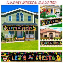 Mexican Fiesta Yard Banner, 118''x19.6''Mexican Theme Birthday Party Yard Banner Cinco De Mayo Party Supplies Mexican Fiesta Sign, Fiesta Decorations