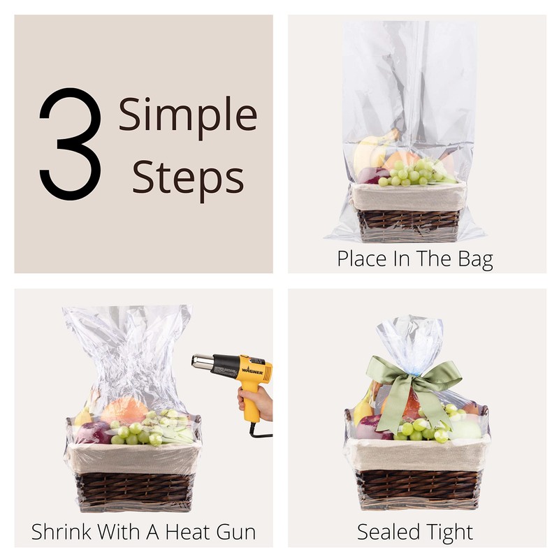 Purple Q Crafts Shrink Wrap Basket Bags For Gift Baskets