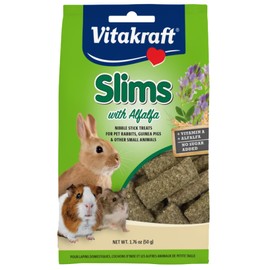 Vitakraft Slims with Alfalfa Rabbit, Guinea Pig & Small Animal Nibble Stick Treat, 1.76 oz