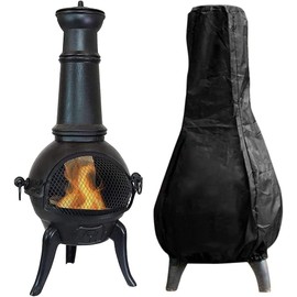 Gatphy Outdoor Chimenea Cover, Waterproof 210D Oxford Fabric Heater Cover Heavy Duty Windproof Chiminea Protector Outdoor Garden Patio Heater Protector 122x21x61cm